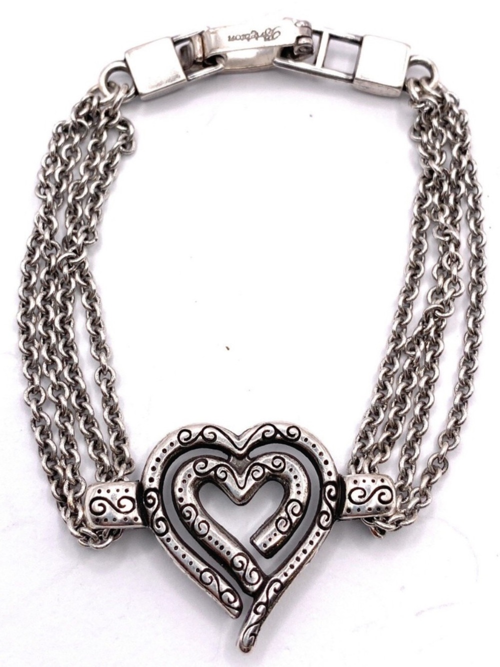Brighton “love struck” double heart scroll 4 chain bracelet.